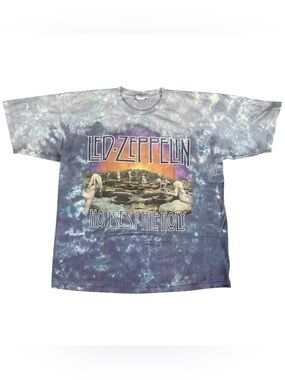 Vintage Led Zeppelin Liquid Blue House Of The Hold Tie Dye T Shirt Size XL EUC